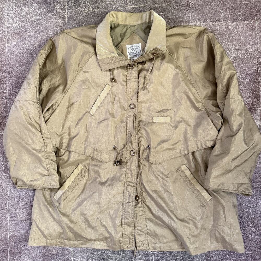 Women's Vintage 90's Be In The Current Seen Metallic Gold Windbreaker Jacket 2XL